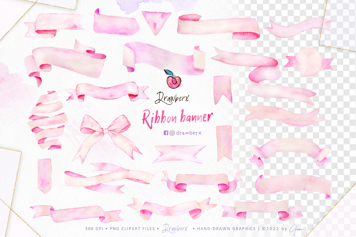 Watercolor Banner pink purple 094, a Graphic by Drawberx (Photo 3 of 6)