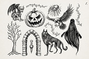 Gothic Halloween Hand Drawn Vectors, a Seasonal Illustration by Yevheniia (Thumbnail 4 of 14)