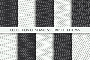 Monochrome striped seamless patterns, a Pattern Graphic by ExpressShop