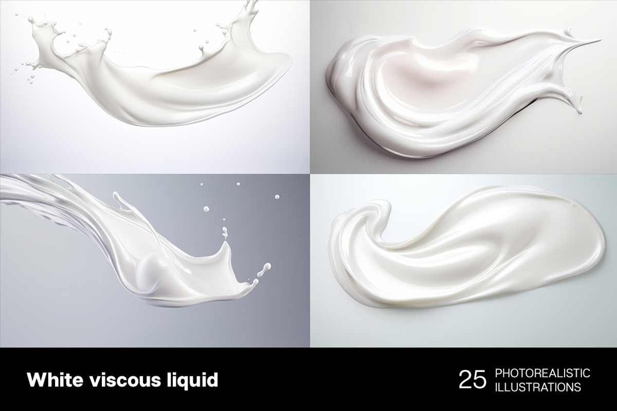 White viscous liquid. 25 images, an Object Illustration by Handmadefont (Photo 6 of 9)