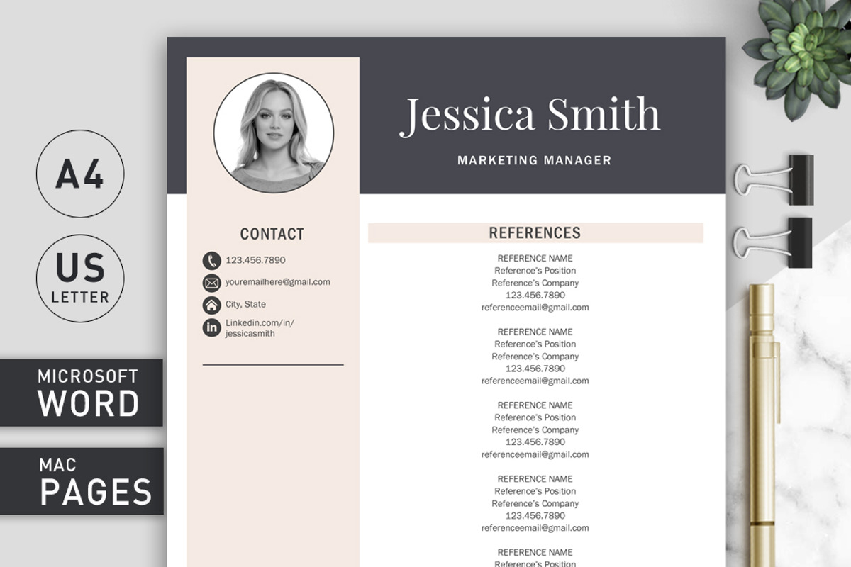 Resume Template with Photo / CV, a Resume Template by Klamp Studio (Photo 5 of 9)