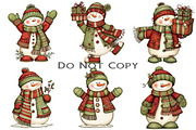 New Year Snowman Clipart Bundle, an Illustration by Craft Nest (Thumbnail 6 of 8)