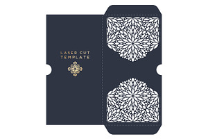 Vector wedding card laser cut template with mandala