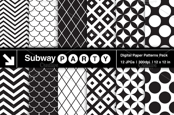Black White Retro Geometric Papers preview 2