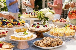 Outdoor desserts buffet with assorte, a Photo by Dvoevnore photos