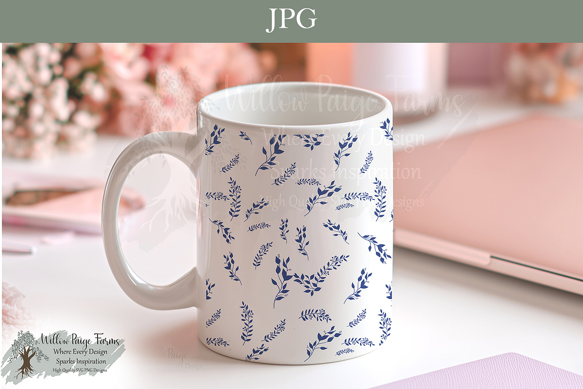 Blue Fern Toile Seamless Pattern, an Object Illustration by Willow Paige Farms (Photo 6 of 8)