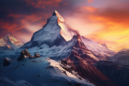 A majestic snow covered mountain sur, a Photo by Iftikhar Alam