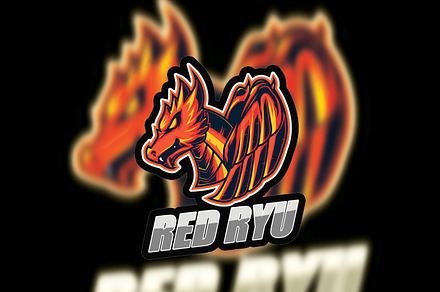 Red Ryu-Mascot & E-sport logo