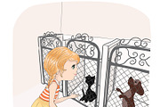set with 32 cartoon girls-cute girls, an Animal Illustration by StudioLondon (Thumbnail 14 of 33)