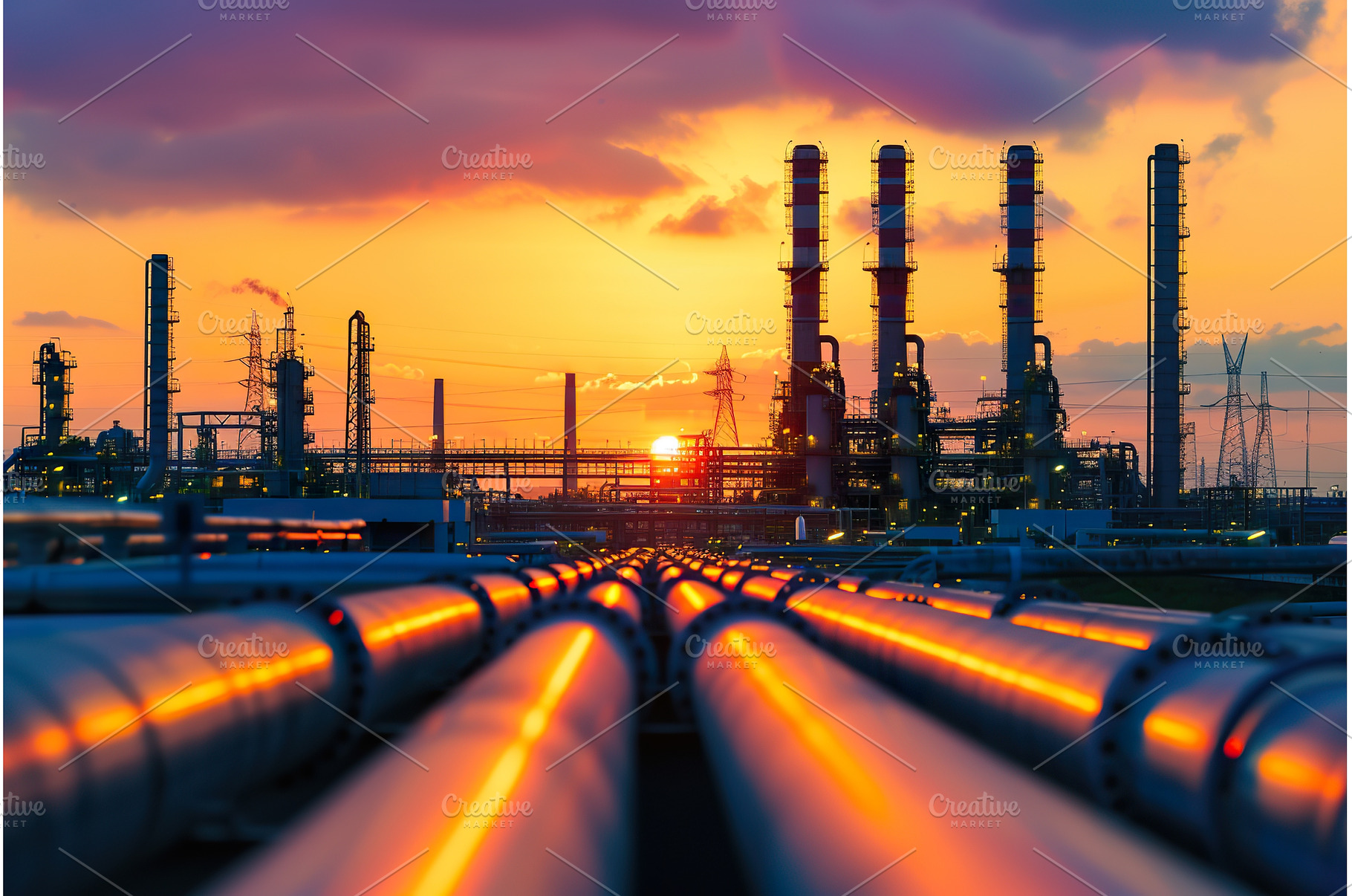 Industrial Plant with Pipelines at, an Industrial Photo by Lermont51
