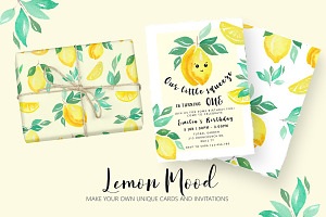 Watercolor Lemons Set