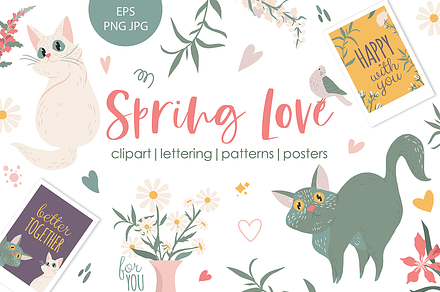 Spring Love. Clipart collection
