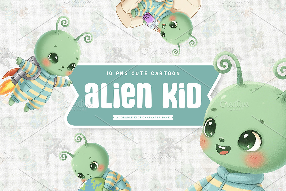 Cheerful Alien Kid Cute Character, a Technology Illustration by Gohsantosa (Photo 1 of 4)