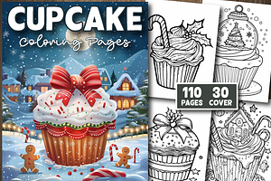 Cupcake Coloring Pages For Adults, a Decorative Illustration by Design Station