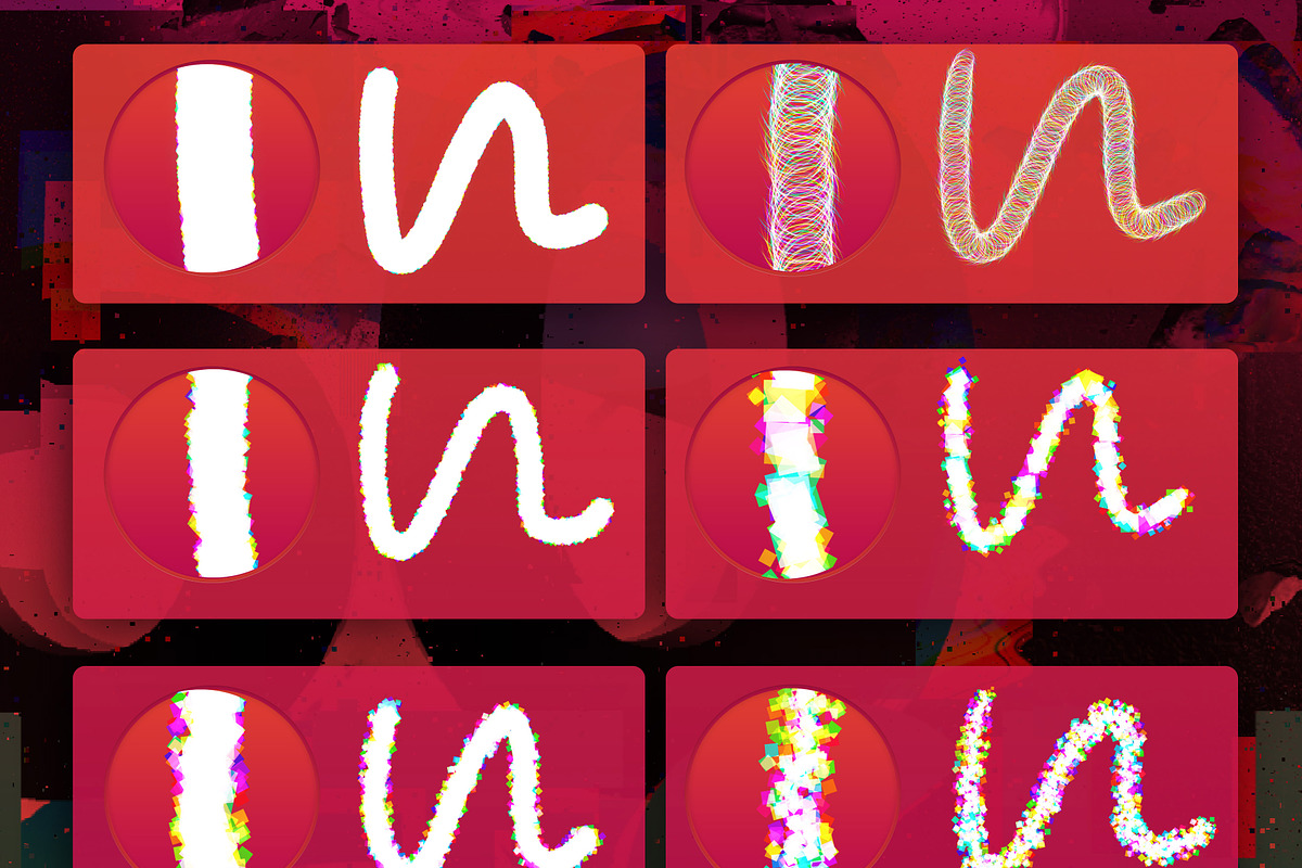 50 procreate glitch brushes, a Brush Add-On by Endete & Mazak brushes (Photo 5 of 9)