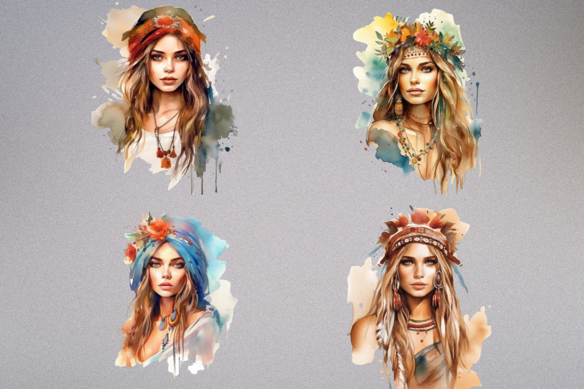 Watercolor Bohemian Beauty, a Person Illustration by Mash Mash Stickers (Photo 9 of 9)
