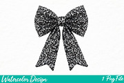 Coquette Black Sparkly Bow PNG, an Illustration by Watercolor design (Thumbnail 1 of 3)