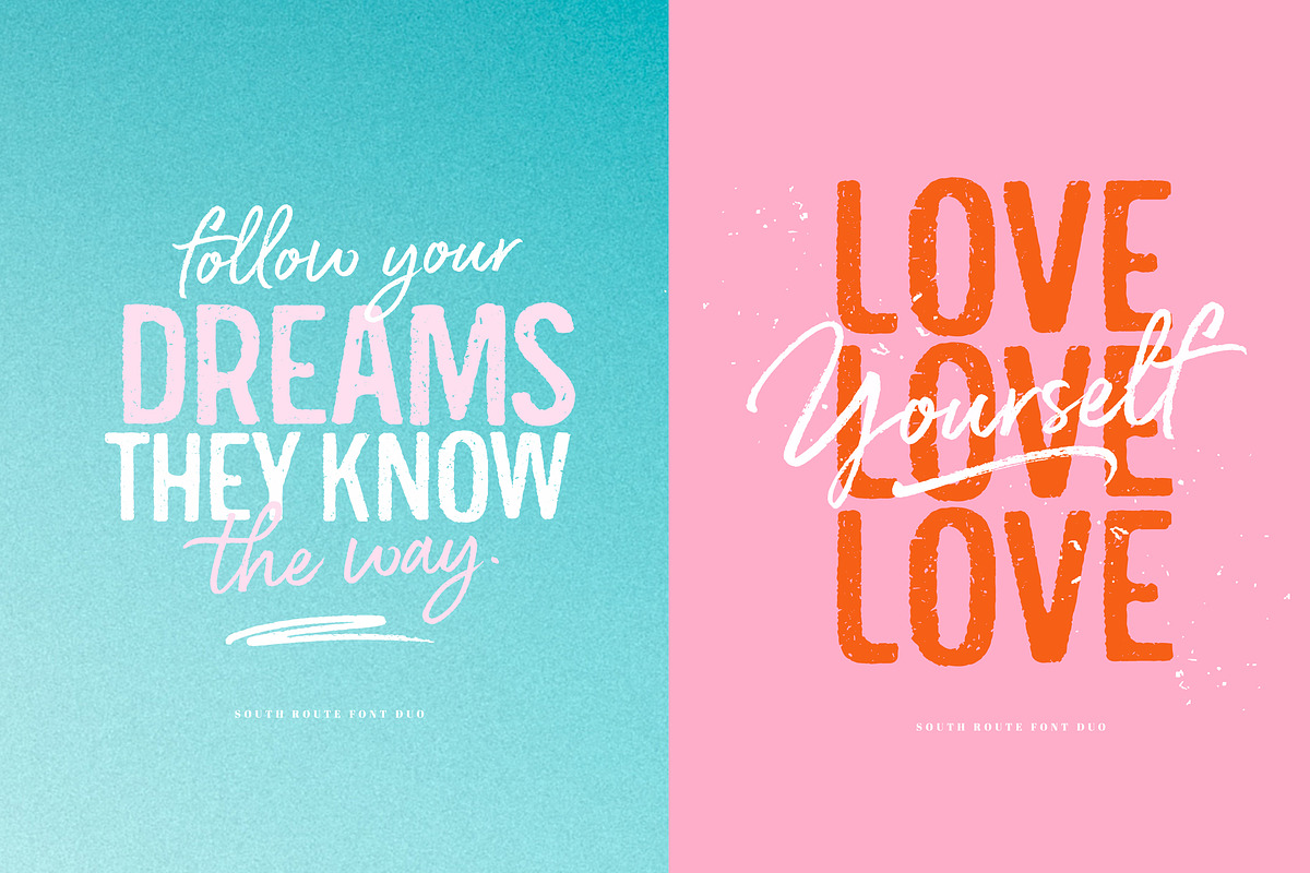 South Route Font Duo & Extras, a Script Font by Nicky Laatz