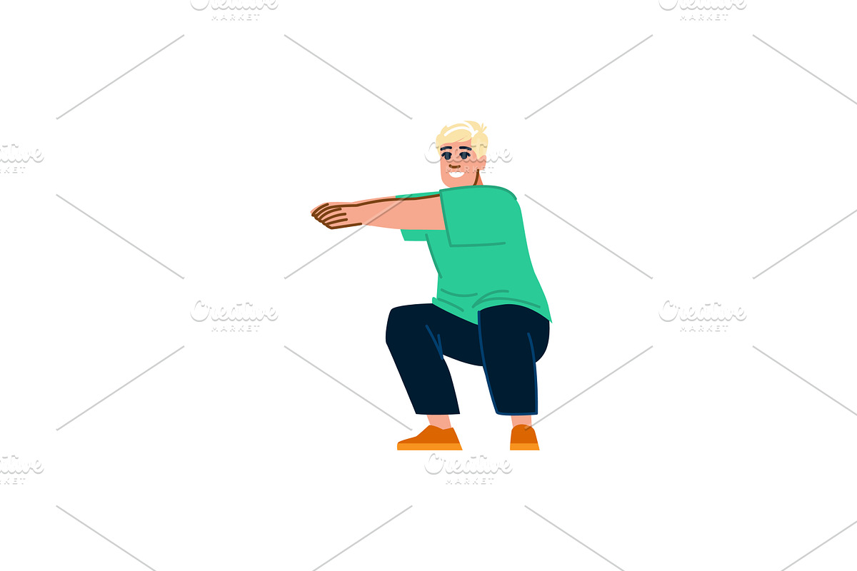 Young man doing squats exercise, a Sport Illustration by pikepicture