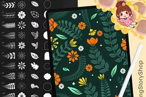 245 Procreate Floral Brushes Set, a Brush Add-On by DrawingStoryShop