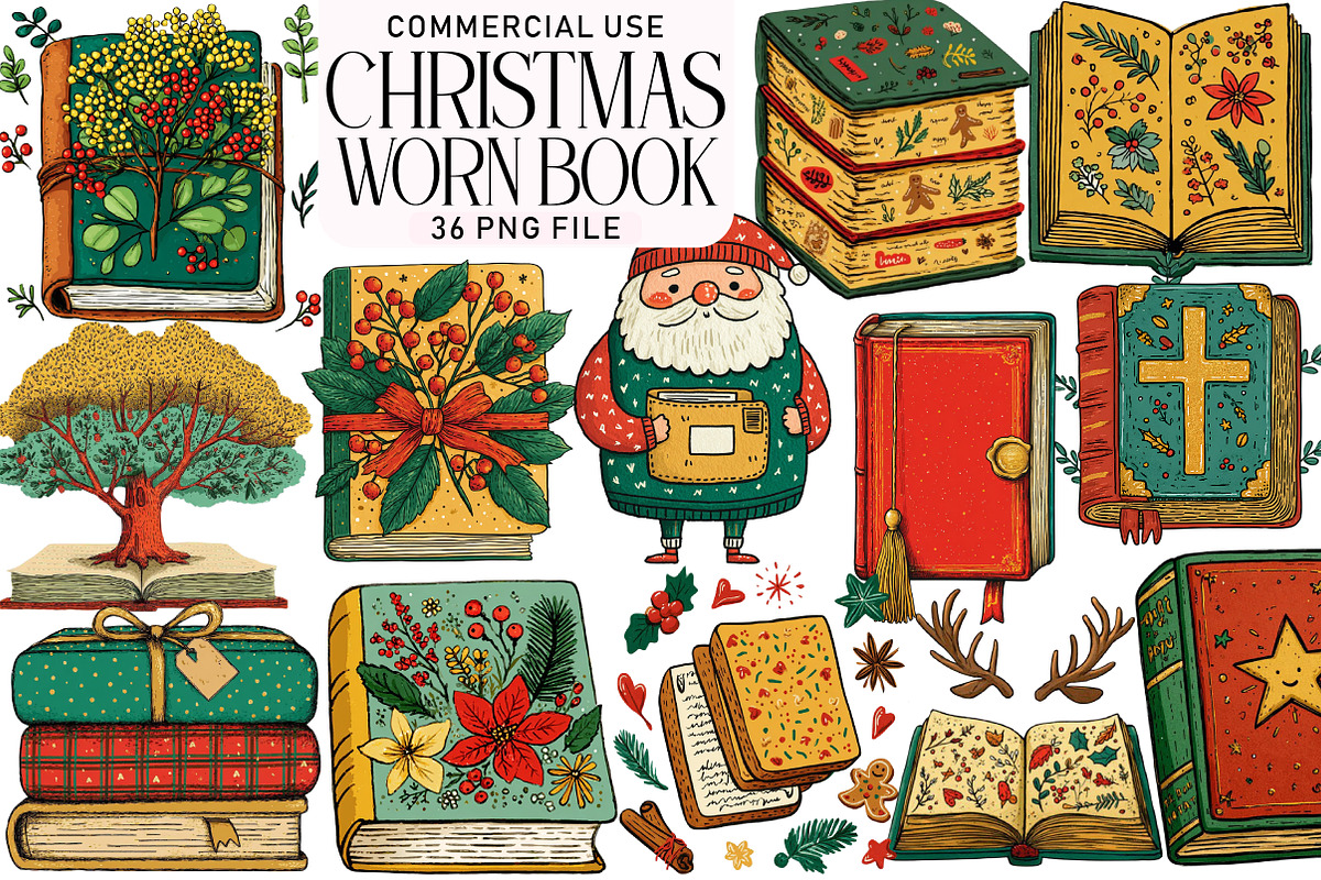 Worn Christmas Book Clipart, an Illustration by Daily.Designs (Photo 1 of 5)