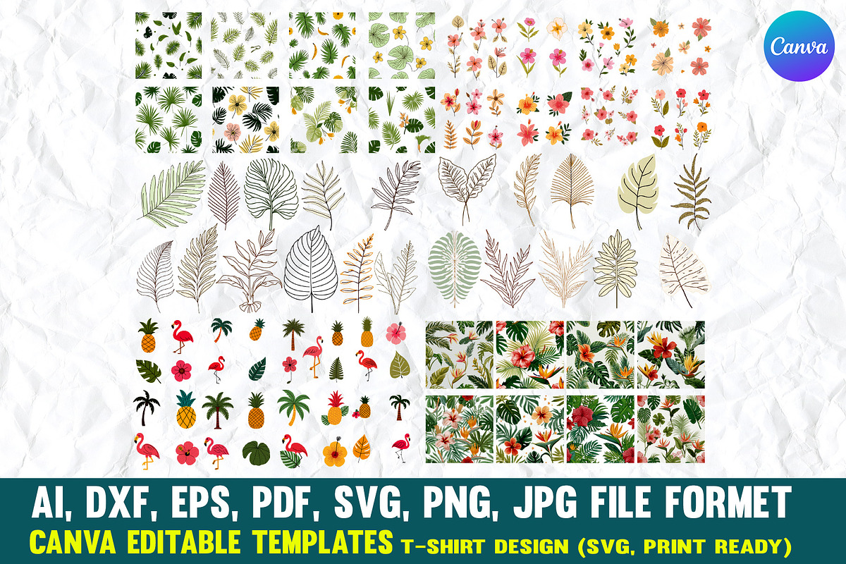 Tropical Plants SVG | Jungle Leaves, a Pattern Graphic by VectorArtPrintableDesign (Photo 3 of 6)