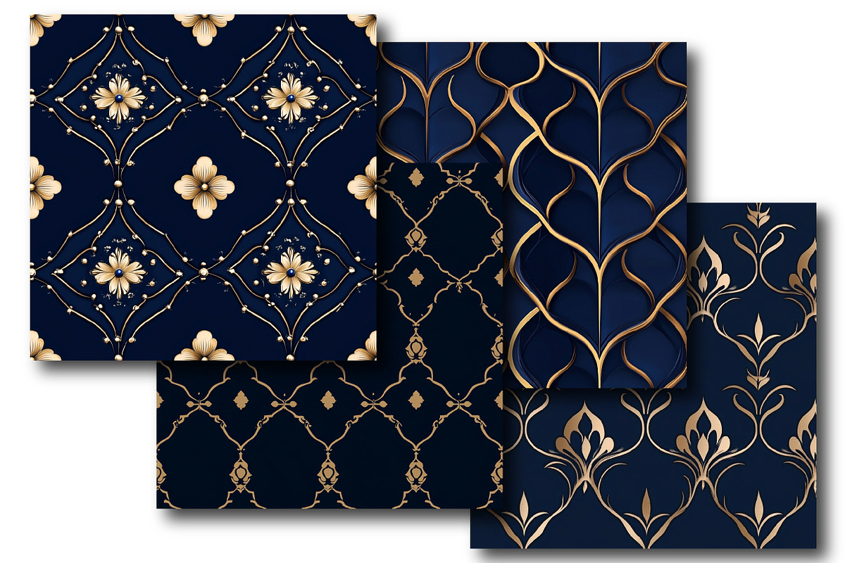 Luxury Navy Blue Pattern, an Illustration by DreamPrint404 (Photo 4 of 5)