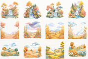 Whimsical Fall Landscape Clipart PNG, a Seasonal Illustration by SugarCloudStudioArt (Thumbnail 2 of 7)