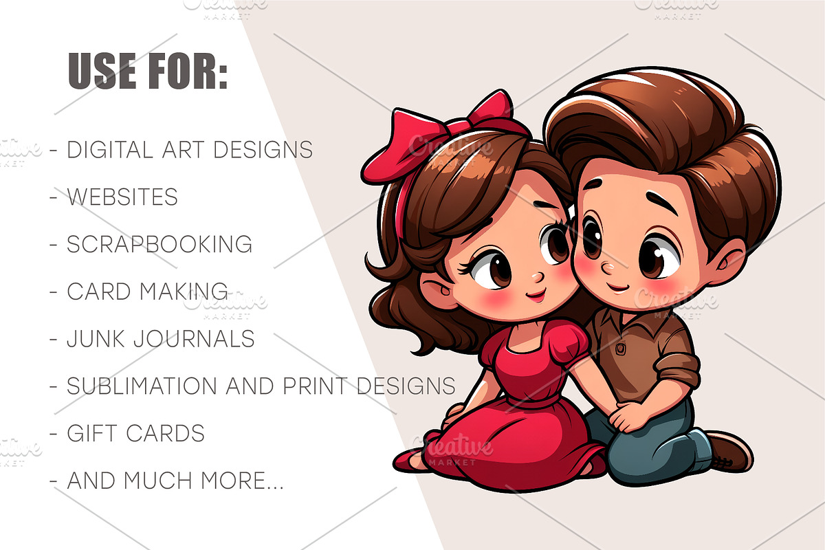 Cute cartoon couples in love., a Person Illustration by KENO Mascots (Photo 8 of 8)