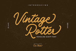 Vintage Rotter-Monoline Script Font, a Script Font by din-studio.com