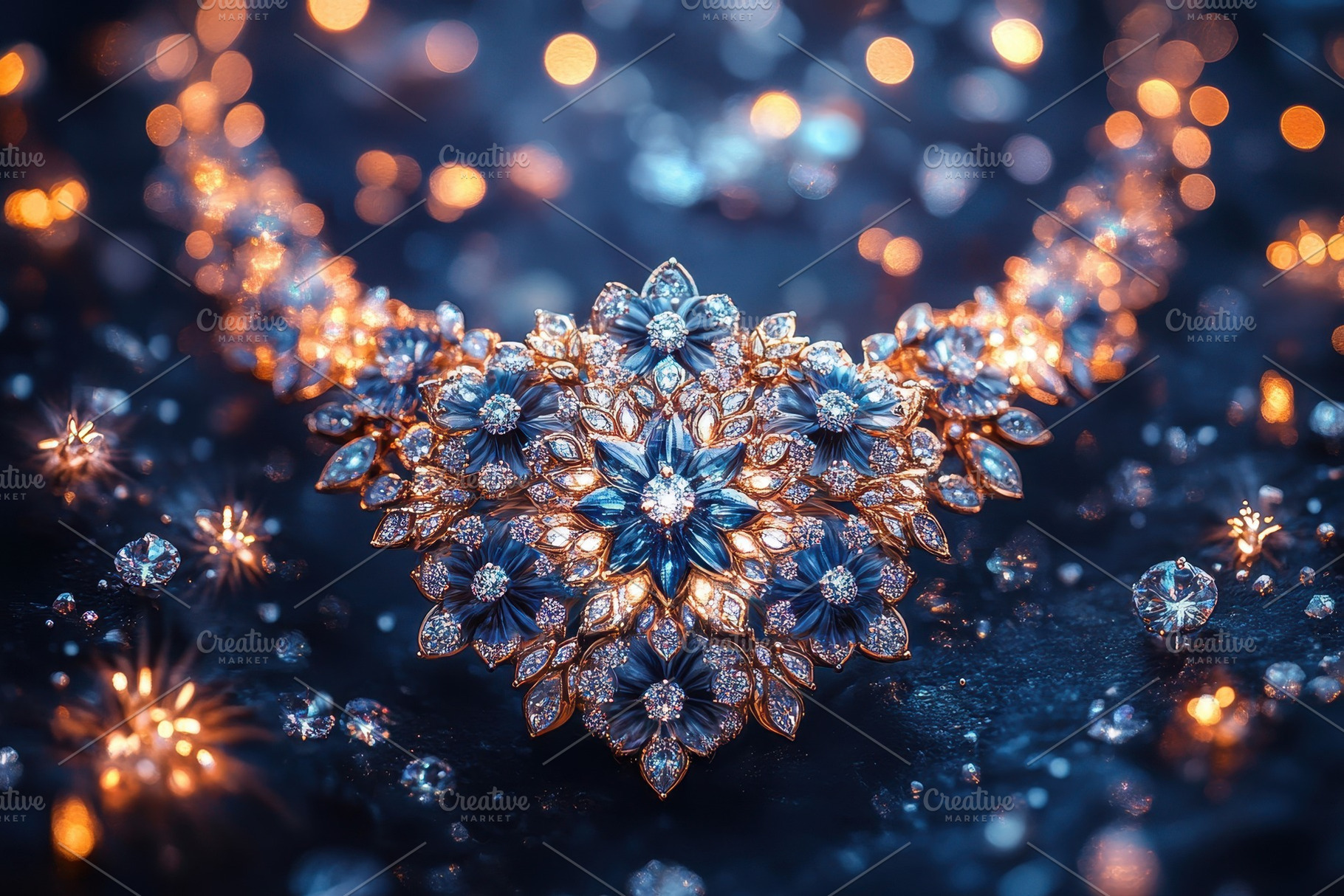 Intricate floral-inspired necklace a, a Photo by Tanuart
