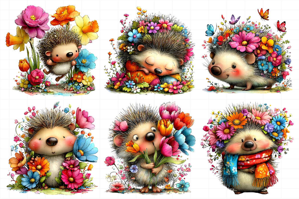 Spring Hedgehog Clipart, an Illustration by Daily.Designs (Photo 4 of 7)