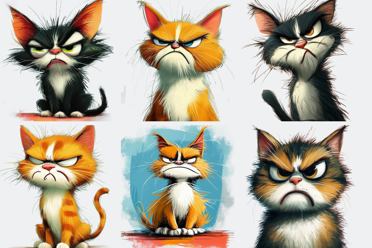 40 Caricature Cranky Cats, an Animal Illustration by PrintHaven Designs (Photo 6 of 9)