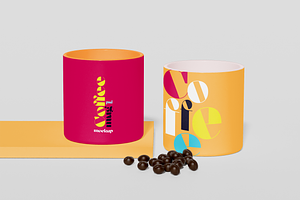 Front View Of Two Coffee Mugs Mockup