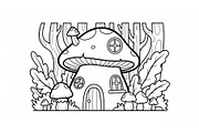 Whimsical Mushroom House Line Art bu, an Illustration by Designs_River (Thumbnail 28 of 51)