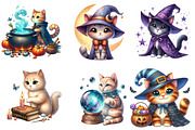 Witch Cats Clipart, an Illustration by DreamArtGraphic (Thumbnail 2 of 4)