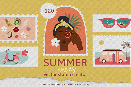 Groovy summer retro abstract clipart
