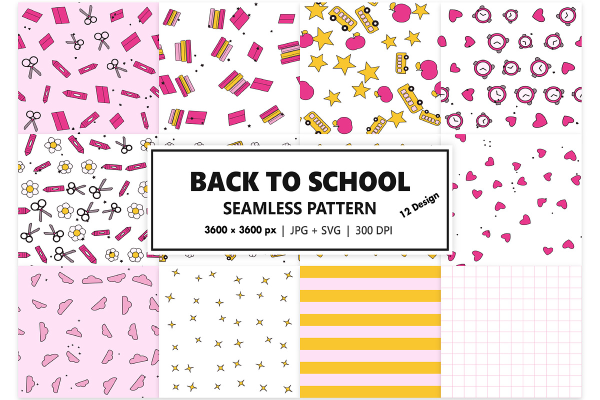 Back to School Seamless Pattern Set, a Pattern Graphic by Gfx Expert Team (Photo 1 of 3)