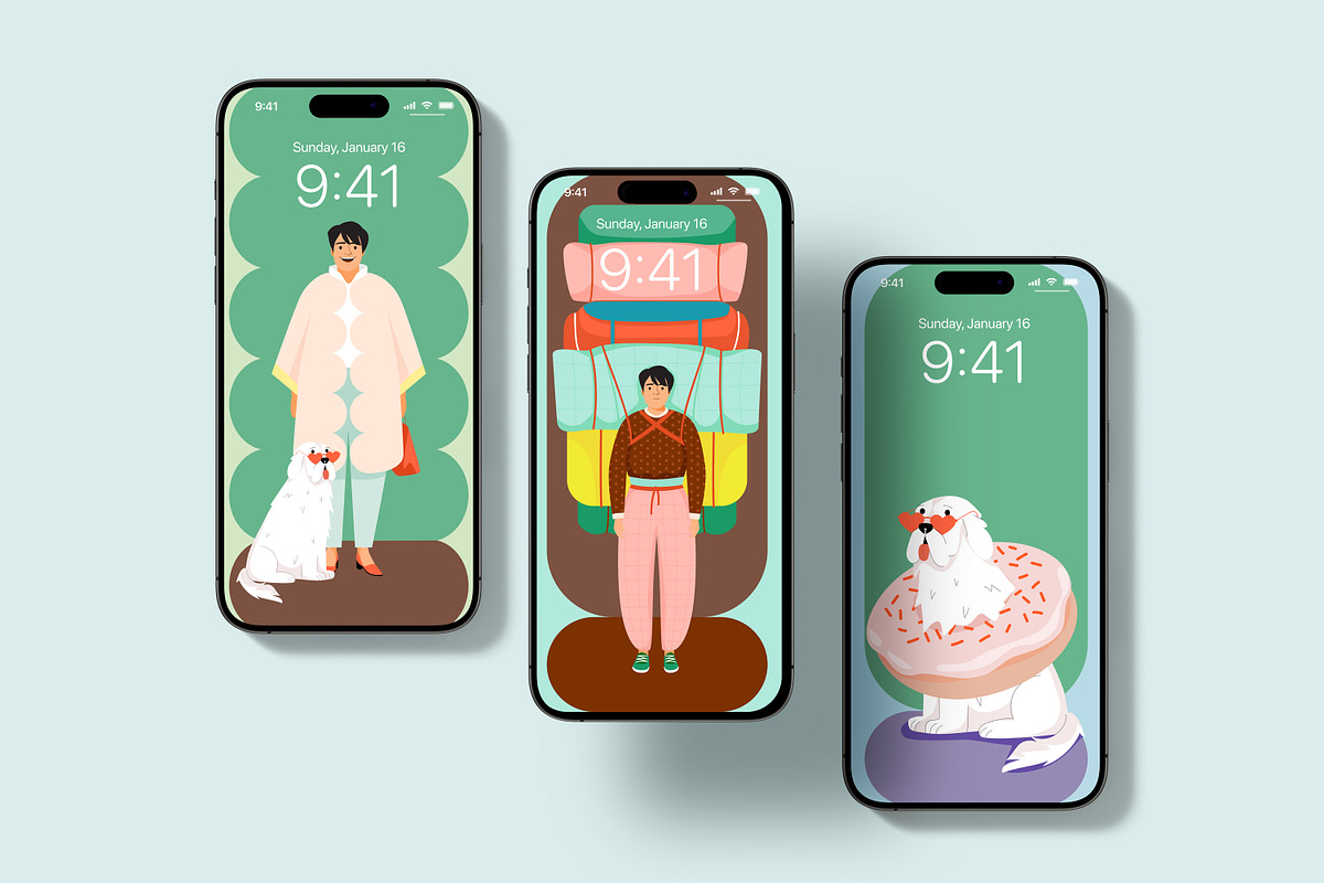Mobile phone wallpaper bundle, a Person Illustration by Cami Draws (Photo 2 of 6)