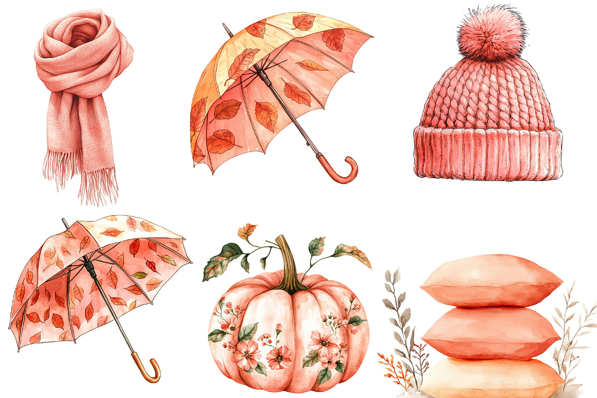 Peach Colored Autumn Clipart, an Illustration by Designworld (Photo 5 of 6)