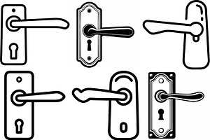 Set of Door handle vector silhouette, an Object Graphic by Billah Hub