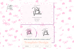 Watercolor Bow Heart Candle Labels, a Stationery Template by Little Creative Scribbles