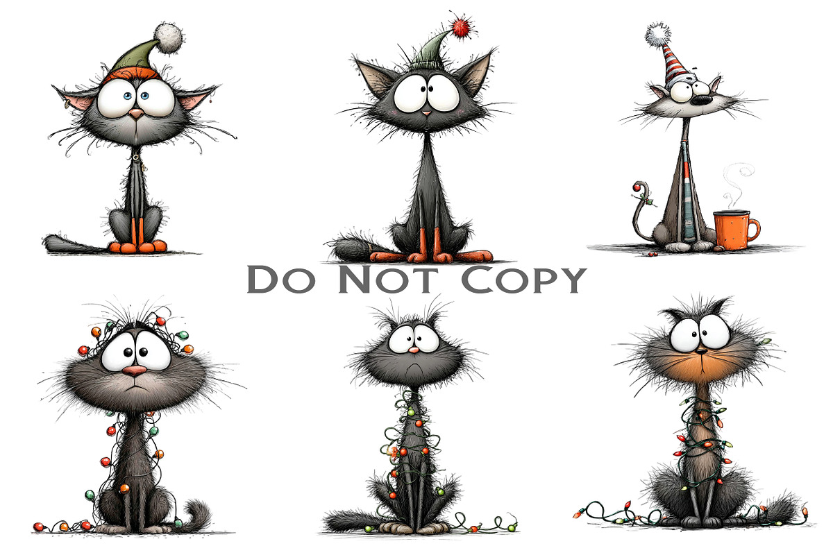 Quirky Christmas Cat Clipart, an Illustration by Craft Nest (Photo 10 of 13)