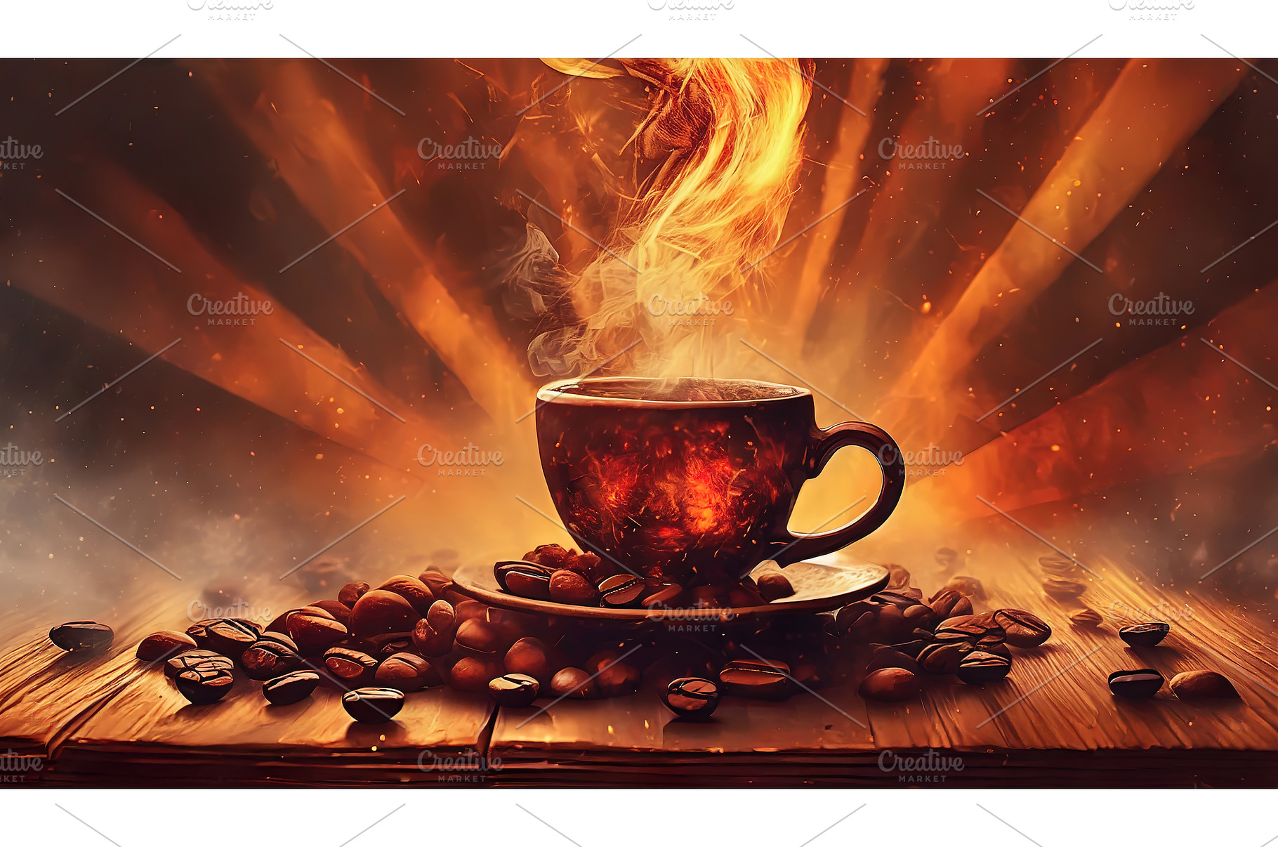 A steaming coffee cup surrounded by, a Food & Drink Photo by Igor Tichonow