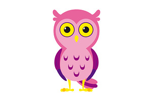 A pink and purple owl with yellow, an Animal Illustration by the8monkey
