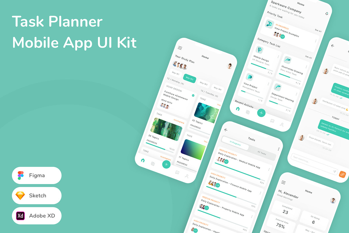 Task Planner Mobile App UI Kit, an UI Kit Template by Betush