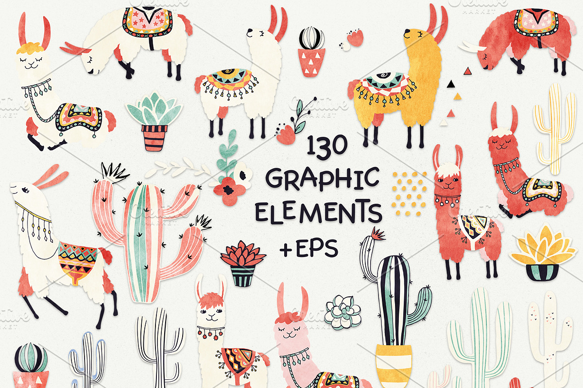 Llamas and Cacti, an Animal Illustration by Lidiebug (Photo 2 of 6)