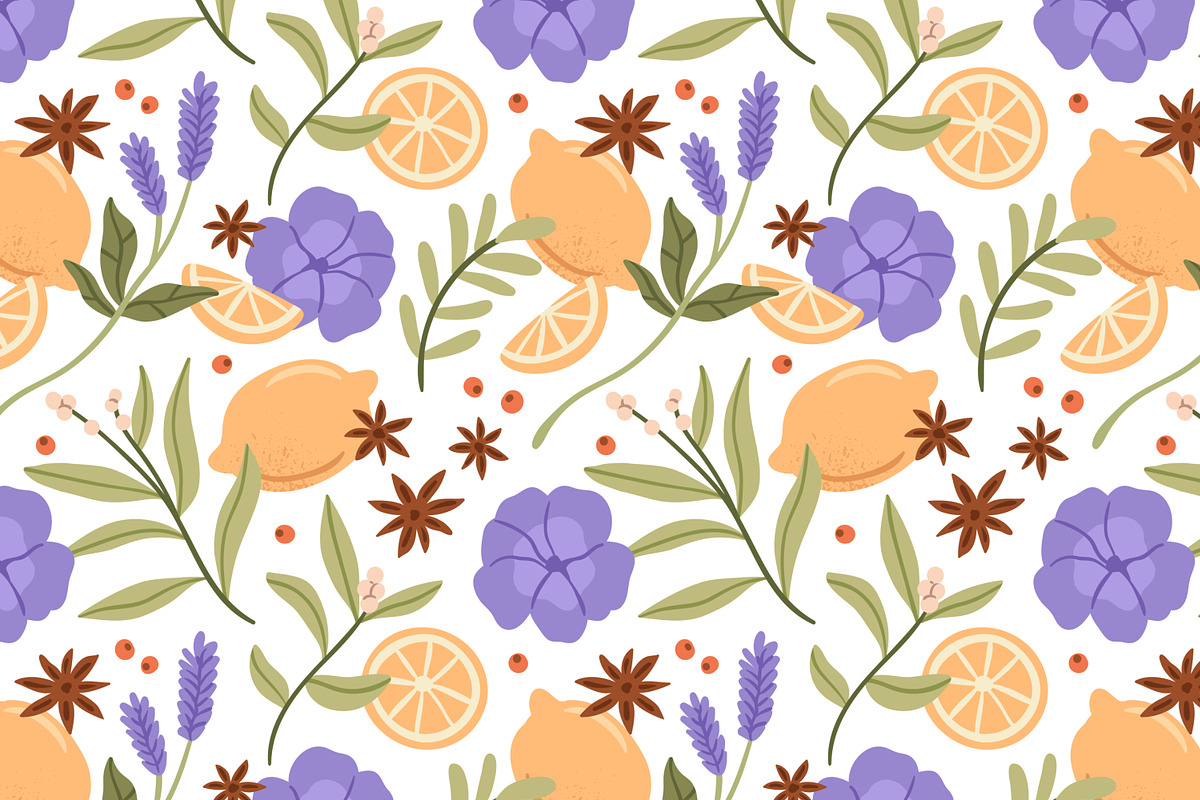 Herbs, flowers seamless patterns, a Pattern Graphic by Good Studio (Photo 2 of 6)
