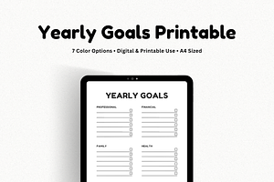 Yearly Goals Planner Printable