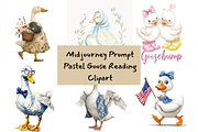 Prompt Pastel Goose Reading Clipart, a Decorative Illustration by Creative design (Thumbnail 1 of 7)